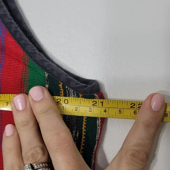 Tipicos Vintage Bohemian Multicolored Striped Button Front Vest Cotton Blend - Picture 8 of 9